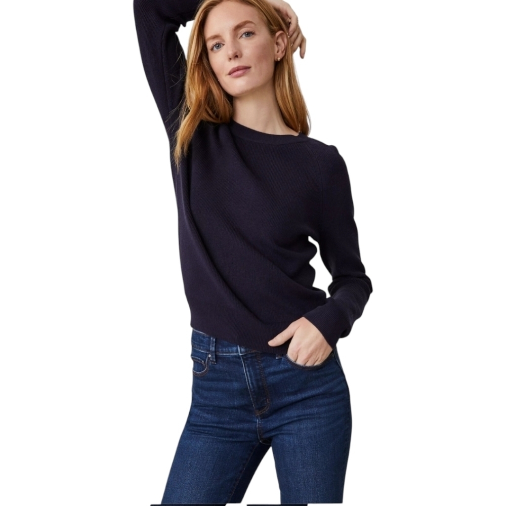 New Ann Taylor NavyWedge Ribbed Sweater